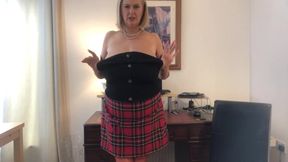 Annabel's red tartan skirt