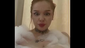 Watch the full video of me caressing myself in a bubble bath on the channel
