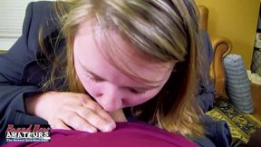 curvy tara used her tits & tongue to make him cum really hard!