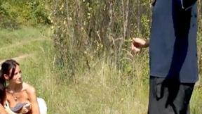 ”A ADORABLE BRUNETTE FUCKS A POLICEMAN DRY”