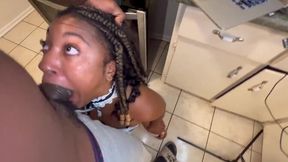 Ebony bbw wife takes BBC in the kitchen for a messy cleaning session