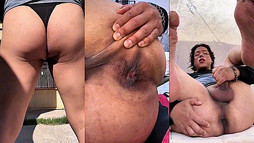 Fannyfemmboi is touching himself, wearing a thong, he touches himself and gets hot until he cums.