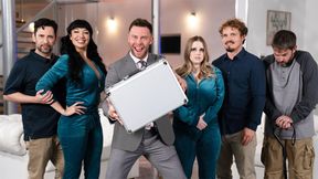 ”Buxom huge tits Stepmoms fuck stepfamily to win prize on a game show”