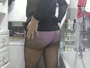 Patty crossdresser pantyhose and pink lingerie