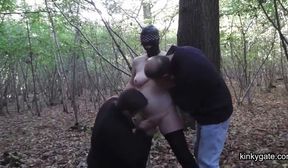 sharing my blindfolded sub in a forest