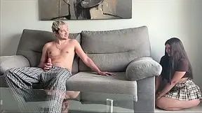 Step sis pranks bro, he wanks alone thinking she's gone but catches her