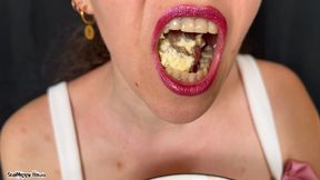 Soft Chewing Food Eating with Red Lipstick ASMR