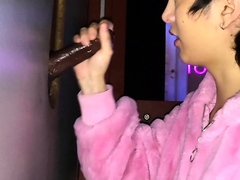 Glory hole blowjob busty amateur blonde fucking in stall