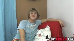 Twink gay Dillon Samuels receives blowjob while masturbating