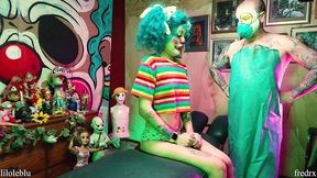 clown girl gets pussy stapled, ass fucked