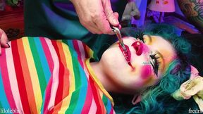 clown girl gets pussy stapled, ass fucked
