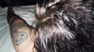 Husband watches as his slut wife gags on huge cock deepthroat session