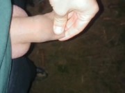 Foreskin filling with piss like balloon - night forest uncut piss