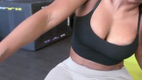 Voyeur fantasy: Ebony big booty giantess goddess working out