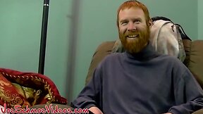 Red hair convict chris prepares his prick for a blowjob