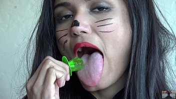 Licking a Lollipop.  Cat Pet Play. Viva Athena sucks a ring pop as a lollipop licker.  How many licks will it take for her to finish?  Don&#039_t you wish this was your cock?