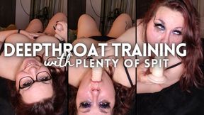 Chubby, sloppy girl trains her throat