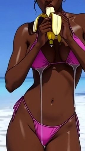 Ebony Girl Sex on the Beach. African Girl. Cartoon. the Sexiest Girls on the Planet