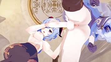 Ganyu gets fucked and creampied by Futanari Keqing (Genshin Impact)