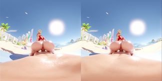 Lifeguard Mercy POV Public Reverse-Riding on the Beach
