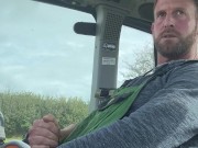 Horny farmer wanking on his tractor