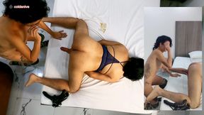Woman Fucks Her Boyfriend with a Double Ended Dildo and Then Licks His Cum After Fucking Me