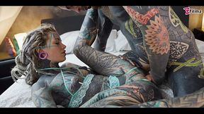 tattoo girl ANUSKATZZ get fucked balls deep in her ass / ANAL, gape, prolapse, split tounge blow job, punk, goth - ZF019