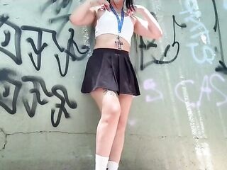 Naive Argentinian bitch walking down the street with an anal-plug