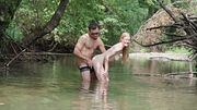 Wet Outdoor River Sex: POV Doggy, Cowgirl & Messy Belly Cumshot | Real Amateur Couple