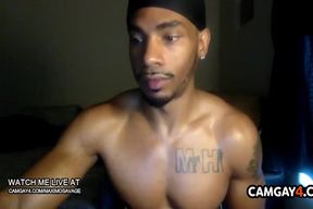 Masturbating With His Big Black Cock In Webcam