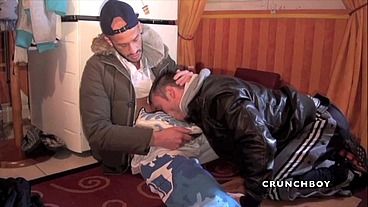 Slut fucked by babdoy in discret undergand with sneaker domination