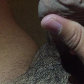 Playing with my wet uncut foreskin