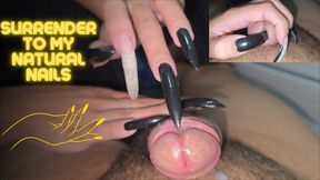 Urethral insertion with seductive black nails, stroking the penis POV