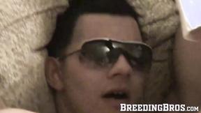 ”Slim tatted twink makes his frat bros prick hard & cum loads”