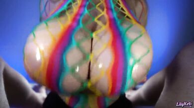 Hentai obsessed babe with big natural tits gives wild titfuck POV flooded with sticky cum
