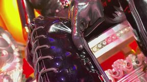 Worship the Boots of Your Rubber Queen - Lady Bellatrix heavy rubber dominatrix boot domination
