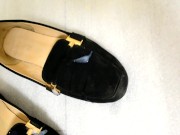 Cumshot on slippers of a young bitch
