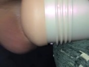 creamy fleshlight fuck with pulsating orgasm close up
