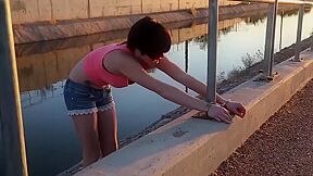 Girl Handcuffed To Roadside Railing By A Girl