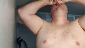 Inject Lot of Lube Down Throat and Deepthroat 8 Inch King Cock Dildo