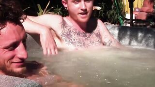 Inked ginger homo leaves jacuzzi to jack off dick with sweetheart