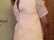 Trying to be innocent girl in front of the camera