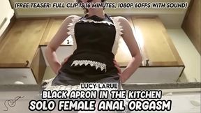 Black Apron in the Kitchen Solo Female Anal Orgasm