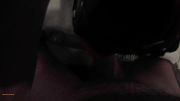 Laura is hogtied in latex catsuite and high heels, throated with a lip open mouth gag POV