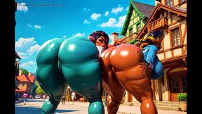 Sexy ebony babes show off their massive bubble butts in an AI-generated