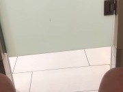 trying not to get caught jerking off in a busy public bathroom
