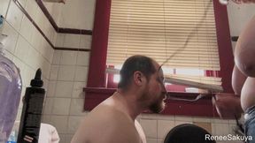 Shaving his head and face while topless and wearing jeans, ReneeSakuya, 4k