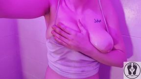 WET AND MESSY FULL BODY OILED BOOBS ASS PUSSY IN THE SHOWER