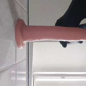 Dildo fucked in the ass with whipped cream