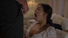 Latina stepdaughter seduces with sultry charm in a daring interracial affair